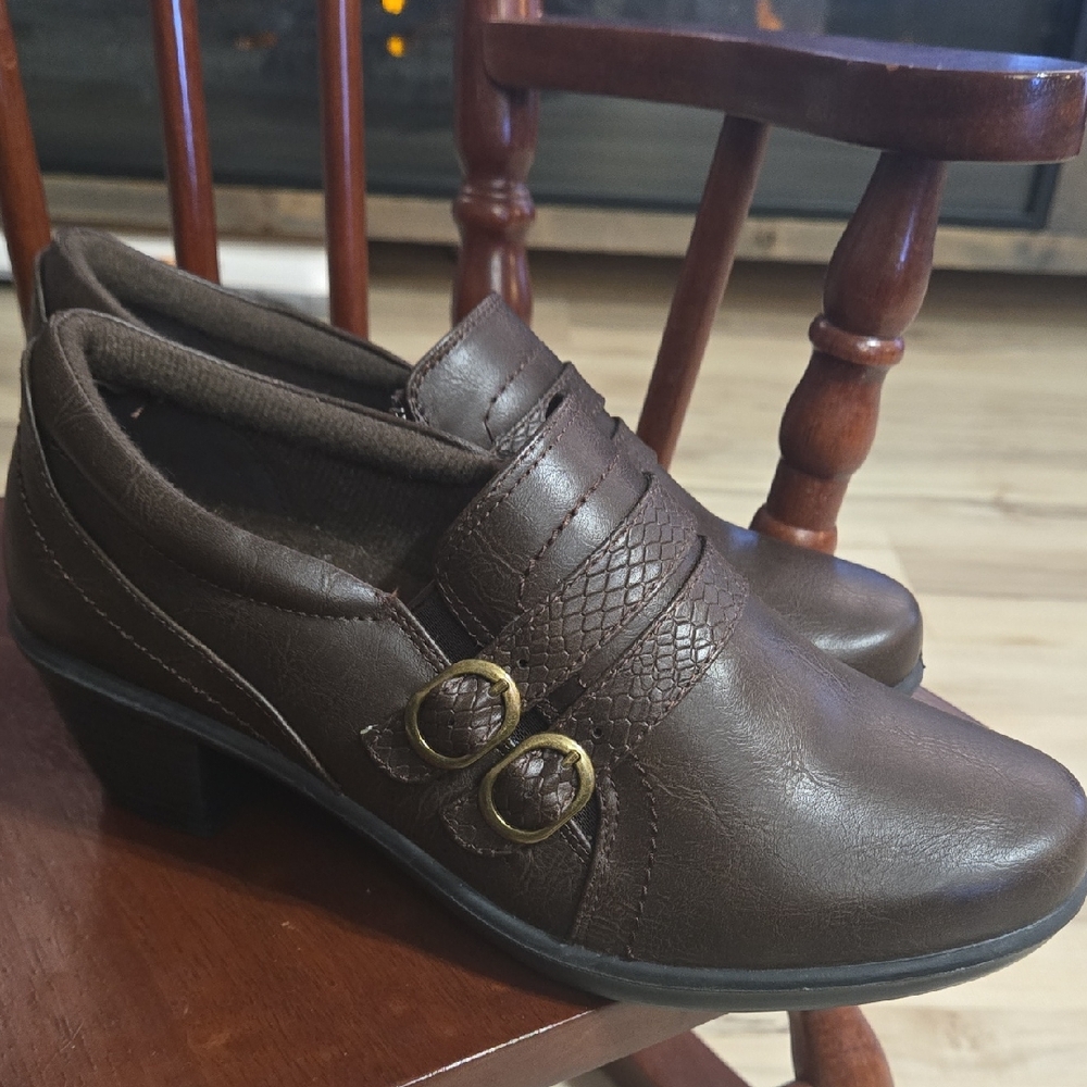 Easy Street Brown Heeled Shoes, Perfect For Work Or A Day Out